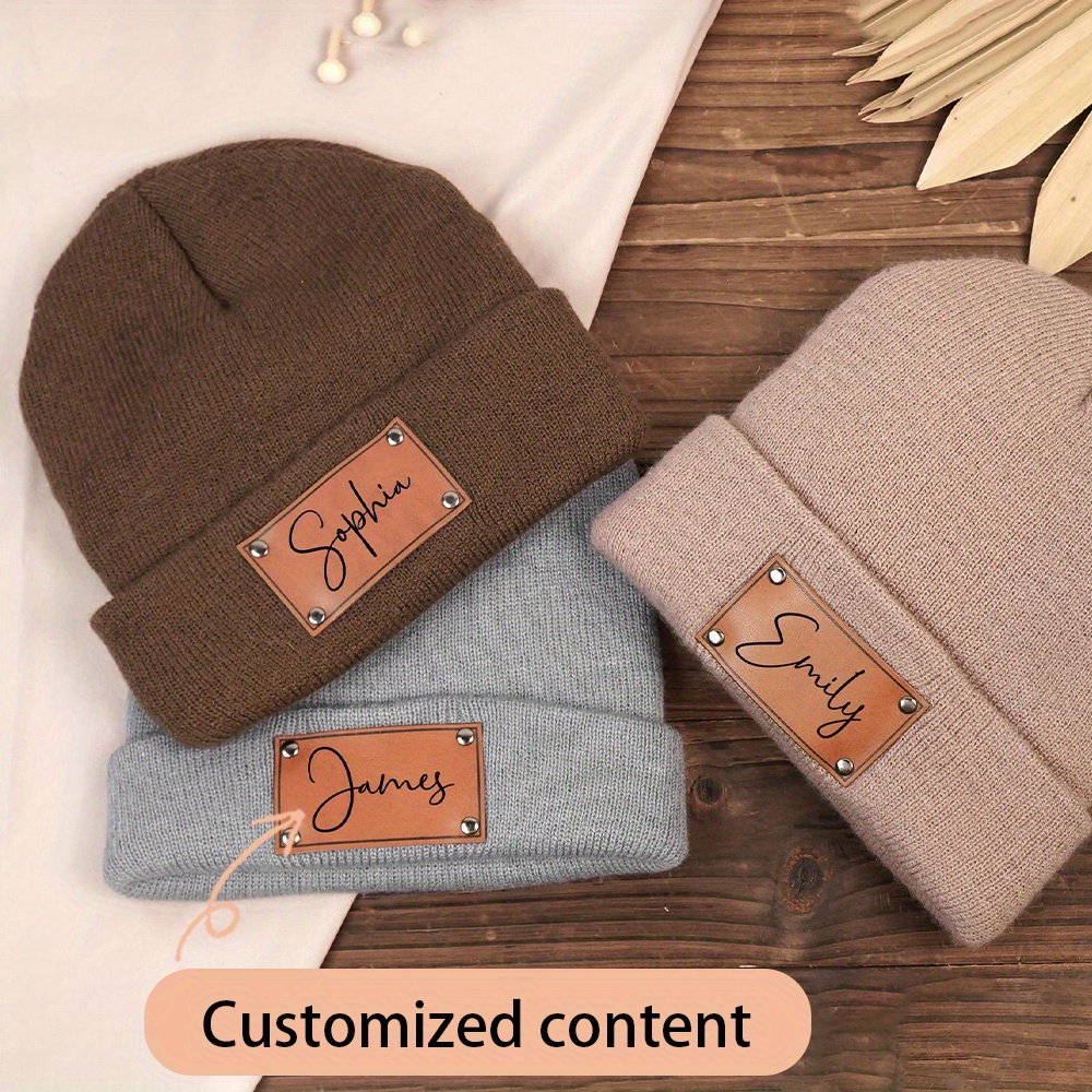 Beanie Cuffed Knit - Topi kupluk rajut dengan label kulit