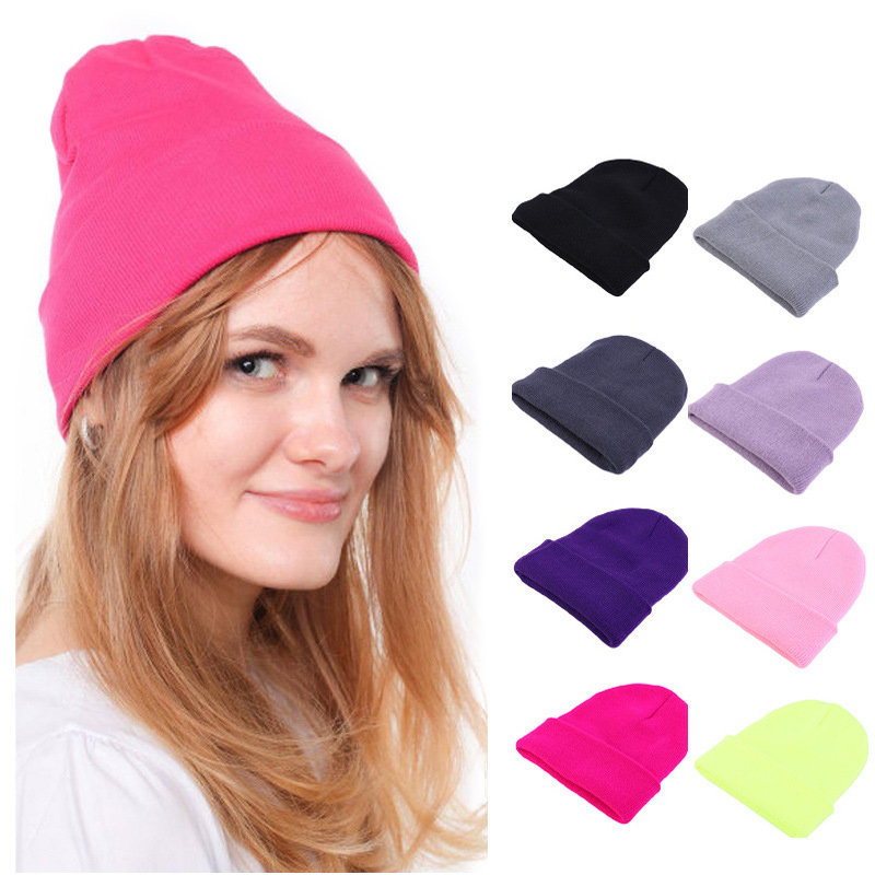 Topi Beanie Rajut Warna Solid, - Beanie Cuffed Knit ulasan dan harga